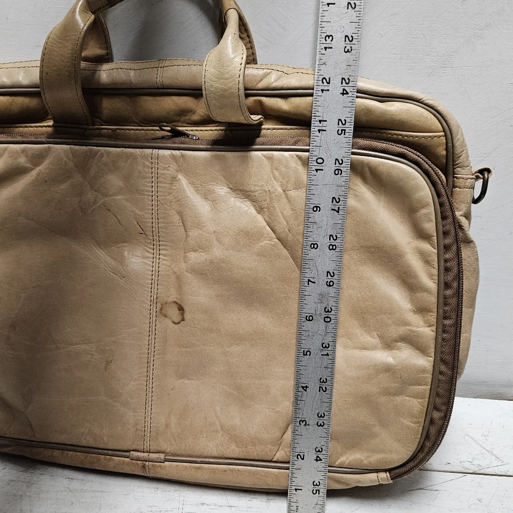Heritage tan full grain leather portfolio laptop bag style 12001